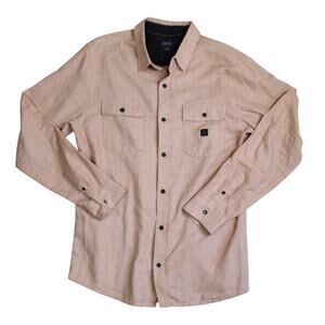 Roark Flannel Button Up Shirt Mens Medium Tan Utility Classic Fit Organic Cotton